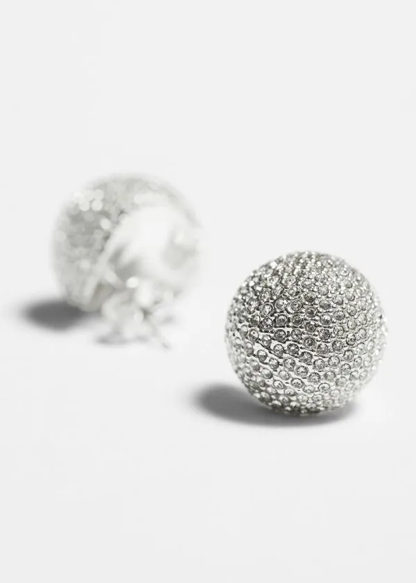 and Other Stories Crystal Encrusted Earrings Silver Women Earrings