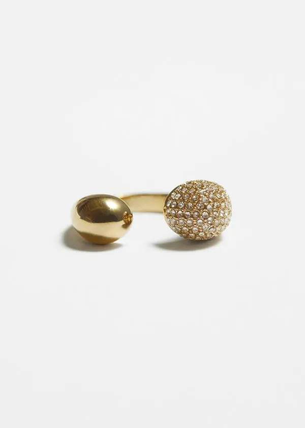 and Other Stories Crystal Encrusted Open Ring Gold Women Rings