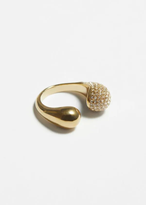 and Other Stories Crystal Encrusted Open Ring Gold Women Rings