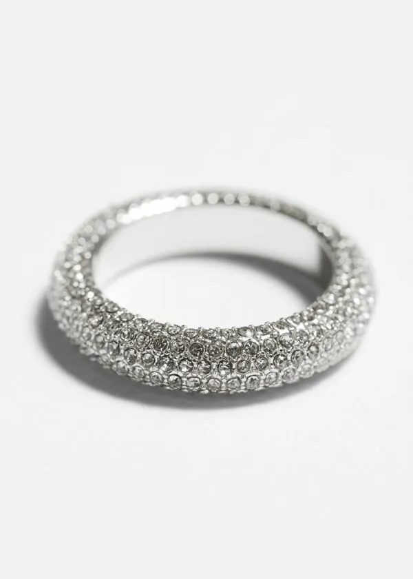 and Other Stories Crystal Encrusted Ring Silver Women Rings