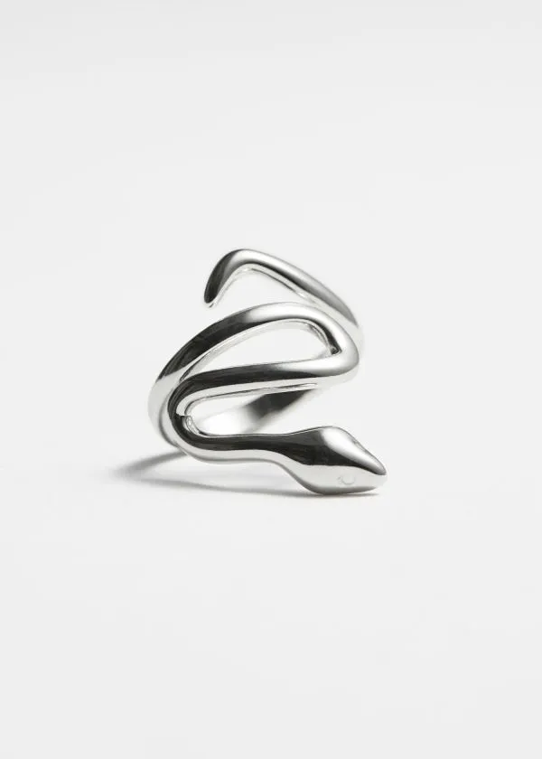 and Other Stories CrystalEncrusted Snake Ring Silver Women Rings