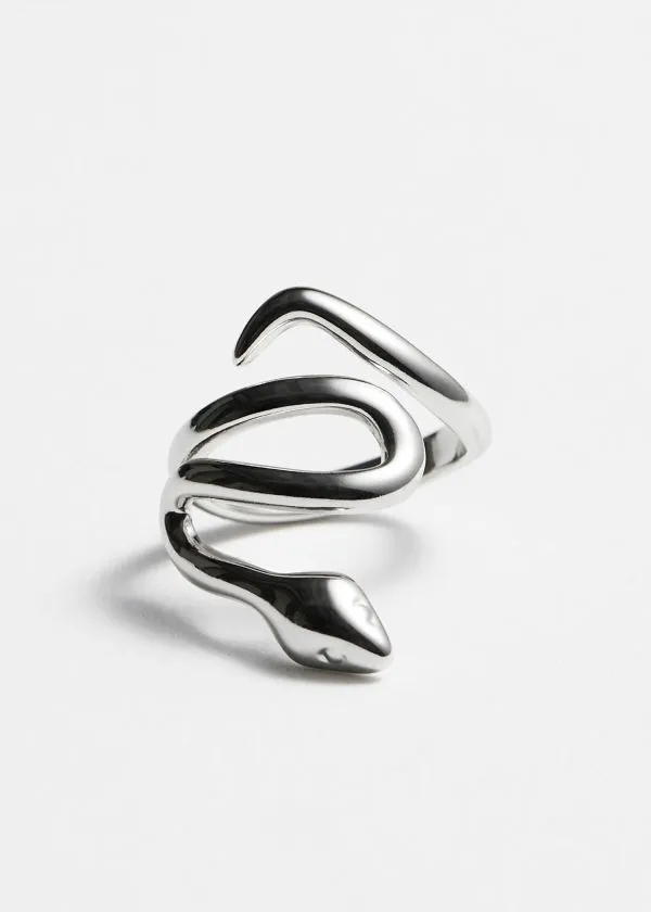 and Other Stories CrystalEncrusted Snake Ring Silver Women Rings