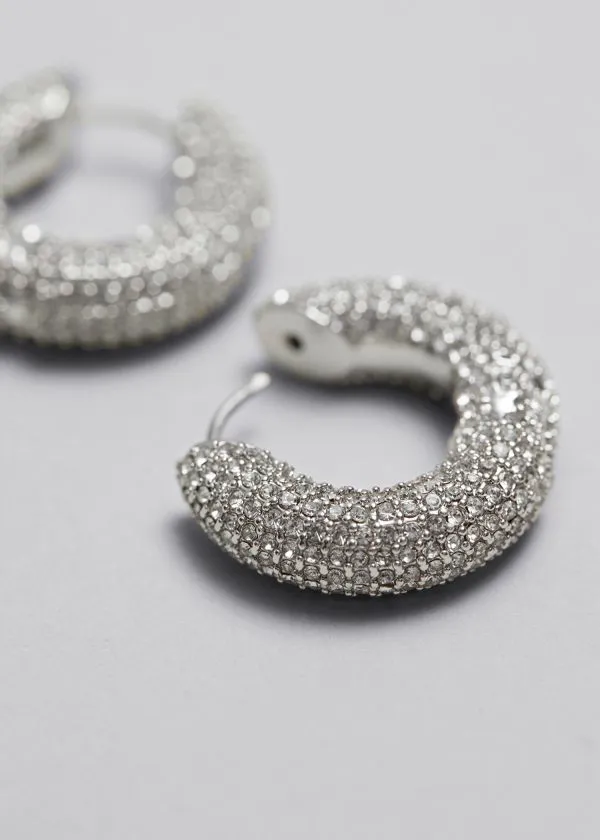 and Other Stories Crystal Hoop Earrings Silver Women Earrings