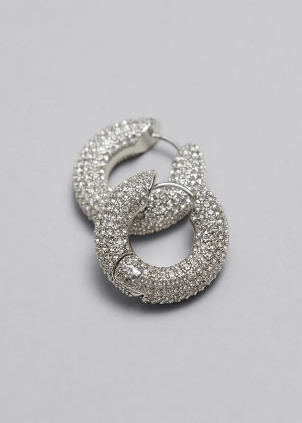 and Other Stories Crystal Hoop Earrings Silver Women Earrings