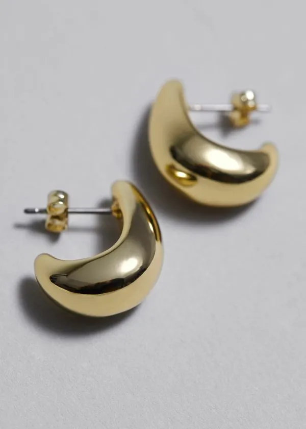 and Other Stories Curved Earrings Gold Women Earrings