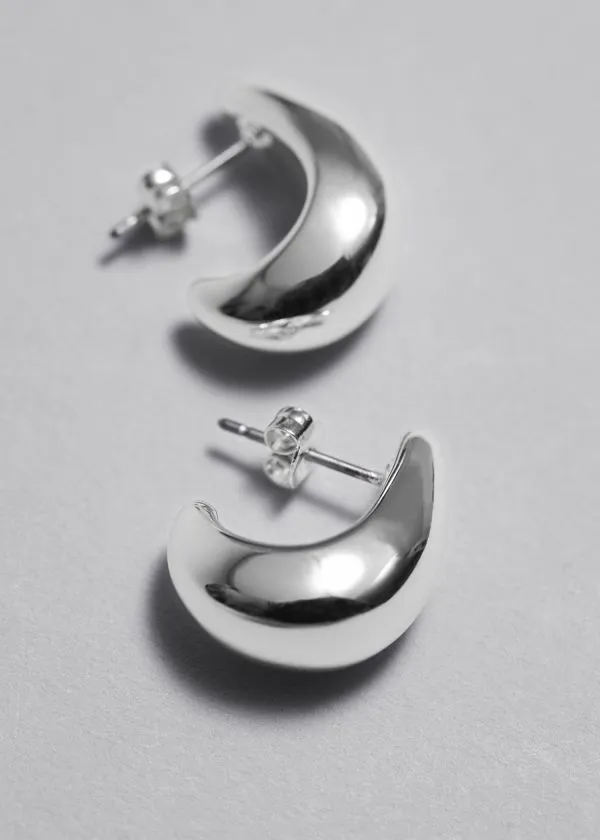 and Other Stories Curved Earrings Silver Women Earrings