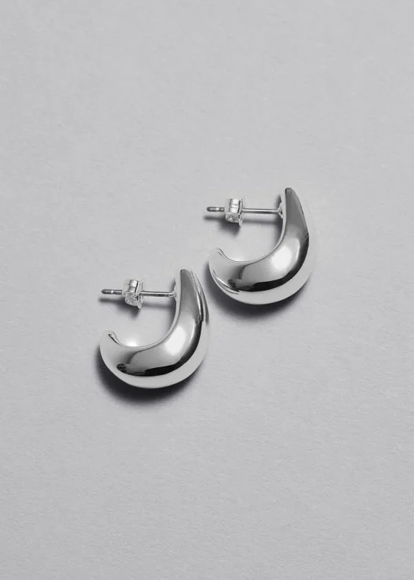 and Other Stories Curved Earrings Silver Women Earrings