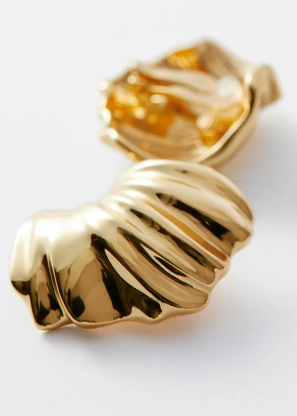and Other Stories Curved Shell Earrings Gold Women Earrings
