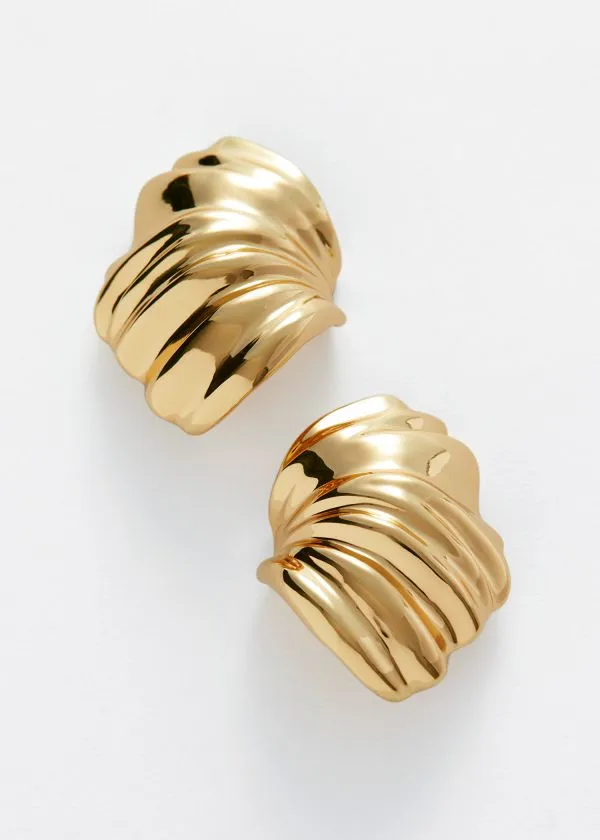 and Other Stories Curved Shell Earrings Gold Women Earrings