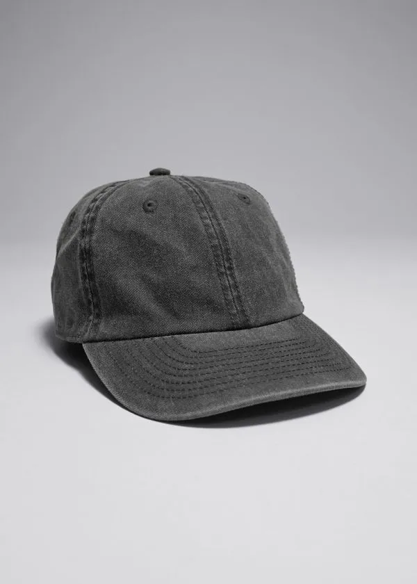 and Other Stories Denim Baseball Cap Washed Black Women Headwear
