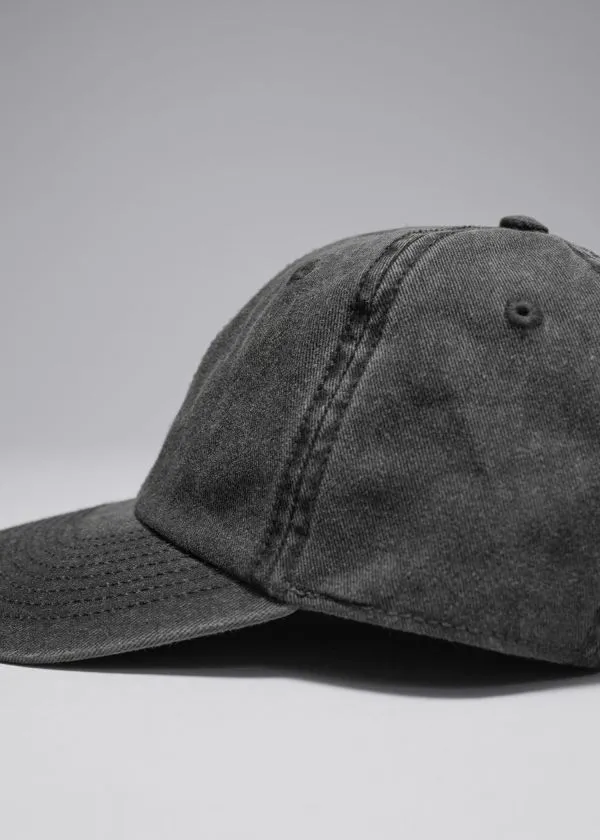 and Other Stories Denim Baseball Cap Washed Black Women Headwear and Other Stories Denim Baseball Cap Washed Black Women Headwear
