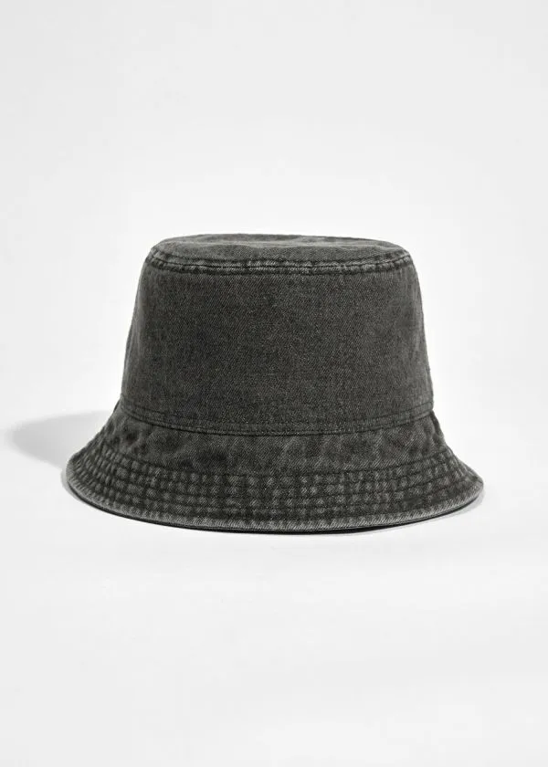 and Other Stories Denim Bucket Hat Washed Black Women Headwear