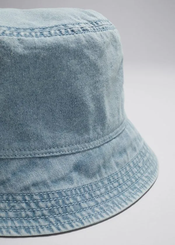 and Other Stories Denim Bucket Hat Washed Blue Women Headwear and Other Stories Denim Bucket Hat Washed Blue Women Headwear