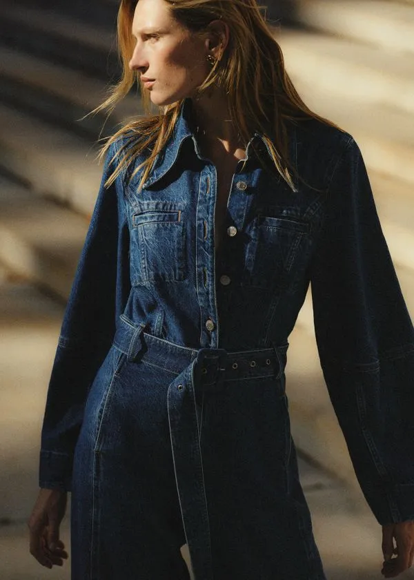 and Other Stories Denim Jumpsuit Mid Blue Women Jeans