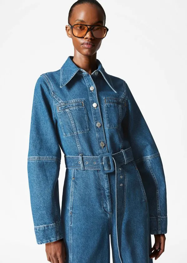 and Other Stories Denim Jumpsuit Mid Blue Women Jeans