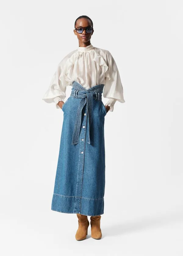 and Other Stories Denim Maxi Skirt Mid Blue Women Skirts