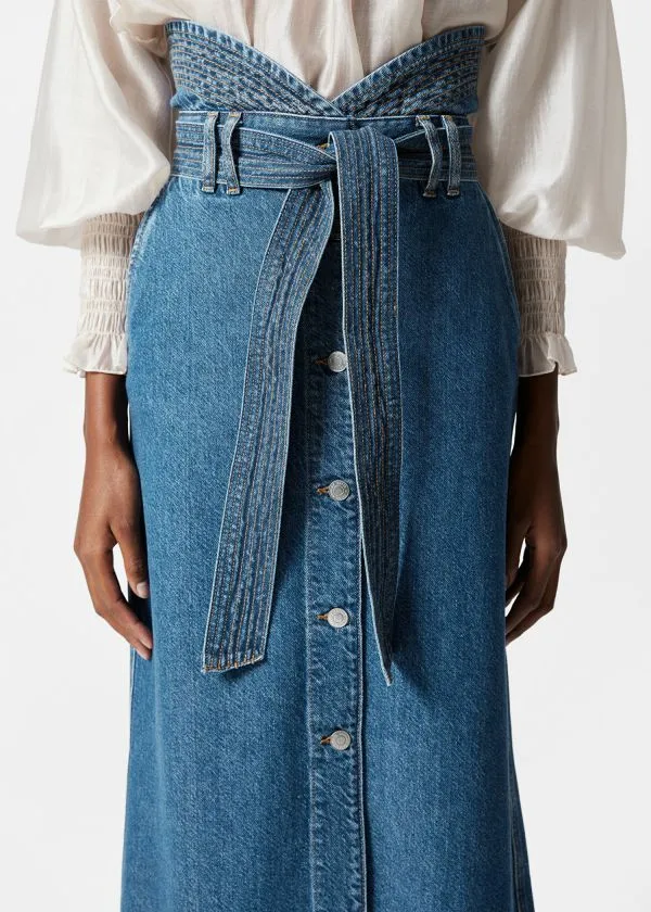 and Other Stories Denim Maxi Skirt Mid Blue Women Skirts