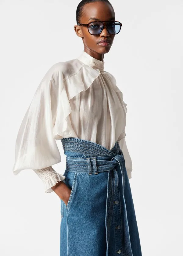 and Other Stories Denim Maxi Skirt Mid Blue Women Skirts