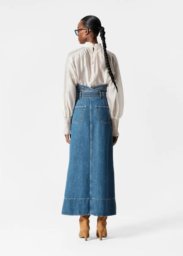 and Other Stories Denim Maxi Skirt Mid Blue Women Skirts