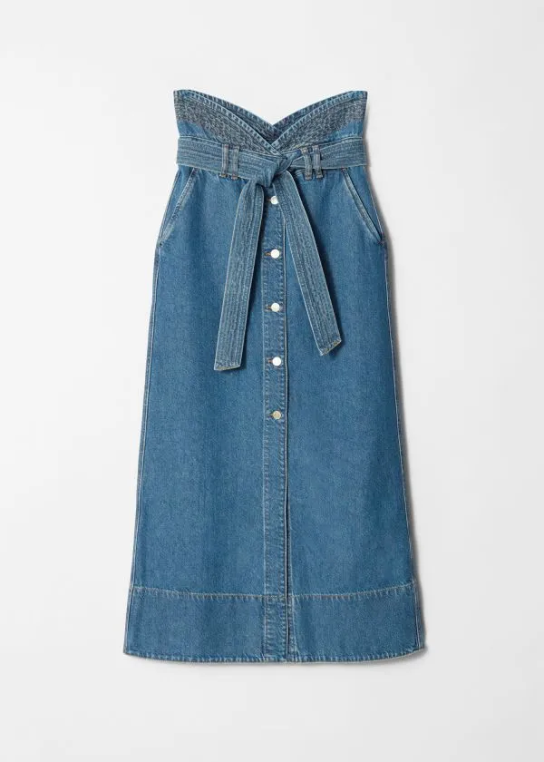and Other Stories Denim Maxi Skirt Mid Blue Women Skirts