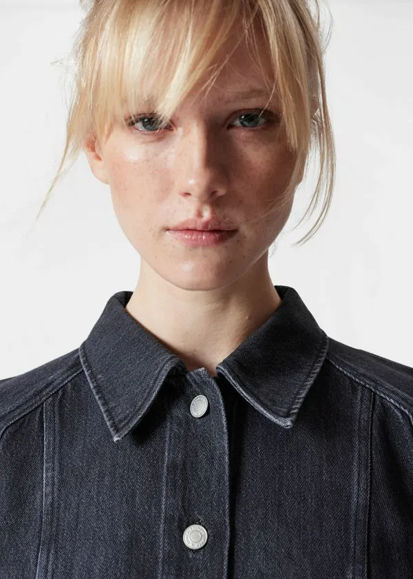 and Other Stories Denim Shirt Mini Dress Black Women Dresses