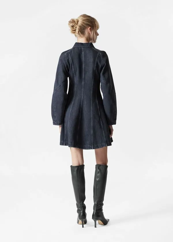 and Other Stories Denim Shirt Mini Dress Black Women Dresses