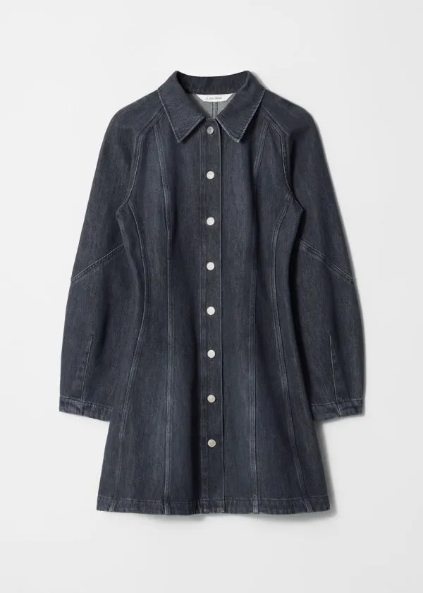 and Other Stories Denim Shirt Mini Dress Black Women Dresses