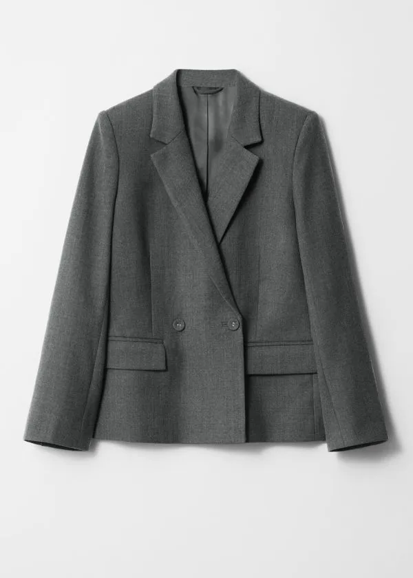 and Other Stories DoubleBreasted Wool Blazer Dark Grey Women Blazers and Waistcoats