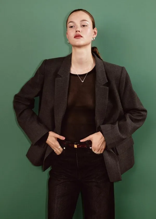 and Other Stories DoubleBreasted Wool Blazer Dark Grey Women Blazers and Waistcoats