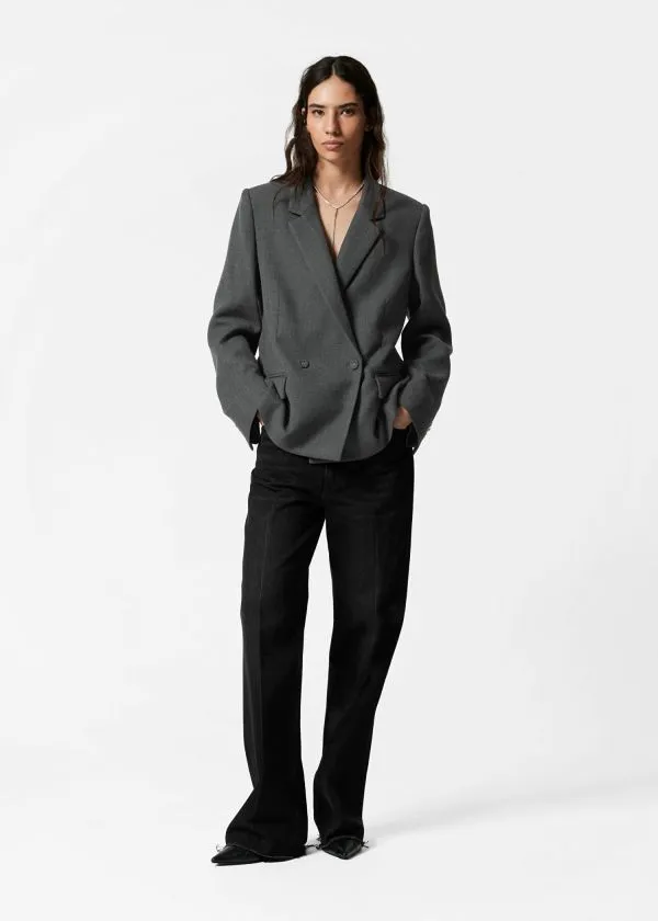 and Other Stories DoubleBreasted Wool Blazer Dark Grey Women Blazers and Waistcoats