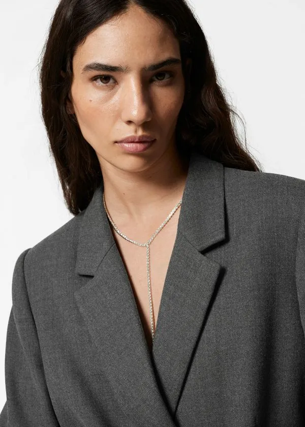 and Other Stories DoubleBreasted Wool Blazer Dark Grey Women Blazers and Waistcoats