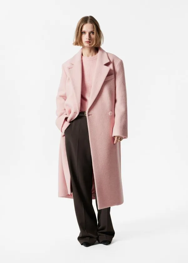 and Other Stories DoubleBreasted Wool Coat Light Pink Women Jackets and Coats