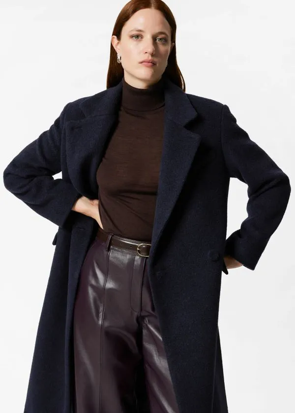 and Other Stories DoubleBreasted Wool Coat Navy Women Jackets and Coats
