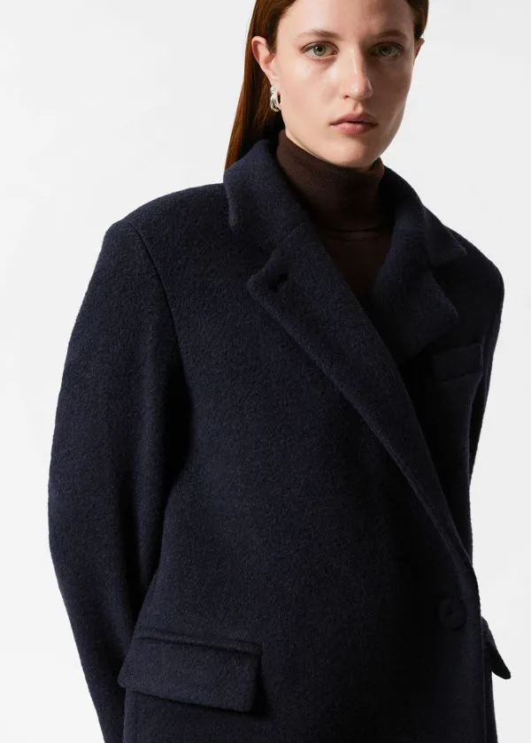 and Other Stories DoubleBreasted Wool Coat Navy Women Jackets and Coats