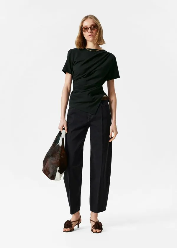 and Other Stories Draped Asymmetric Tshirt Black Women Tops and Tshirts