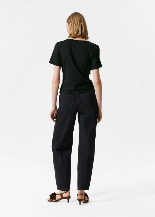 and Other Stories Draped Asymmetric Tshirt Black Women Tops and Tshirts