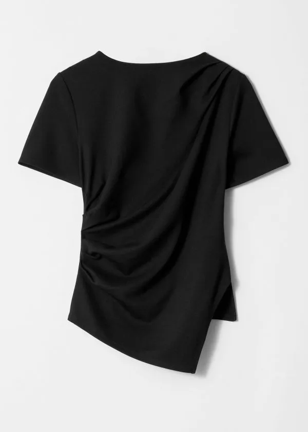 and Other Stories Draped Asymmetric Tshirt Black Women Tops and Tshirts
