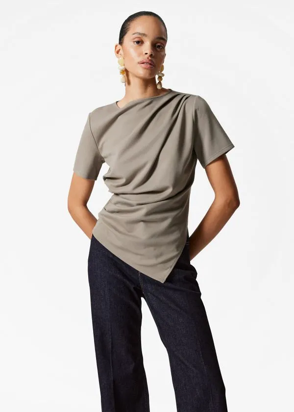 and Other Stories Draped Asymmetric Tshirt Mole Women Tops and Tshirts