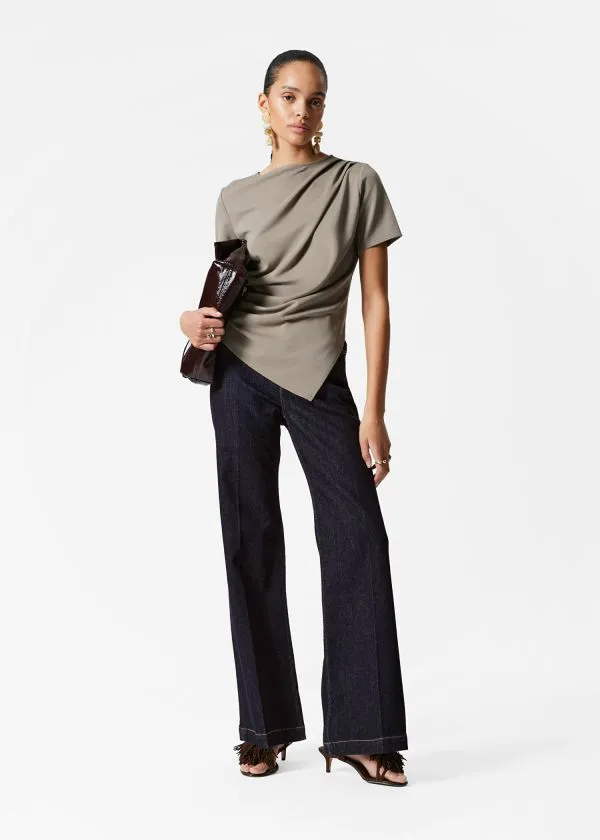 and Other Stories Draped Asymmetric Tshirt Mole Women Tops and Tshirts
