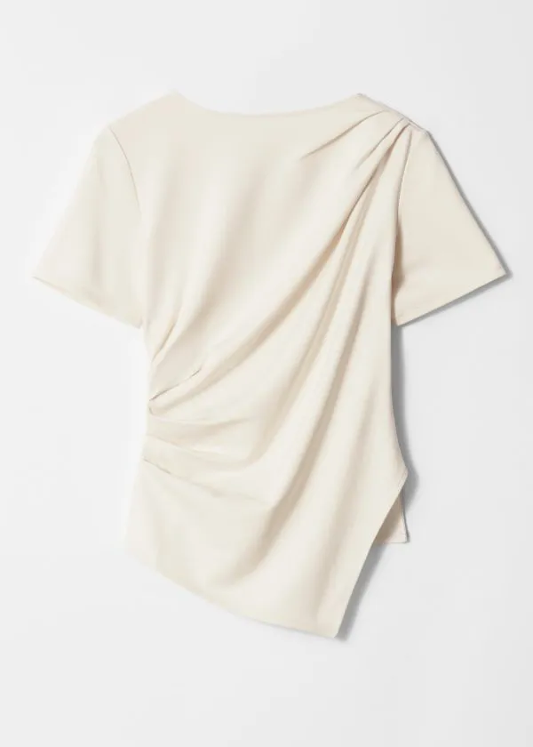 and Other Stories Draped Asymmetric Tshirt White Women Tops and Tshirts