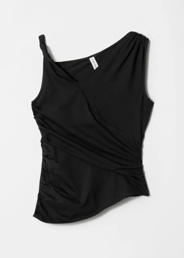 and Other Stories Draped Asymmetric Tank Top Black Women Tops and Tshirts