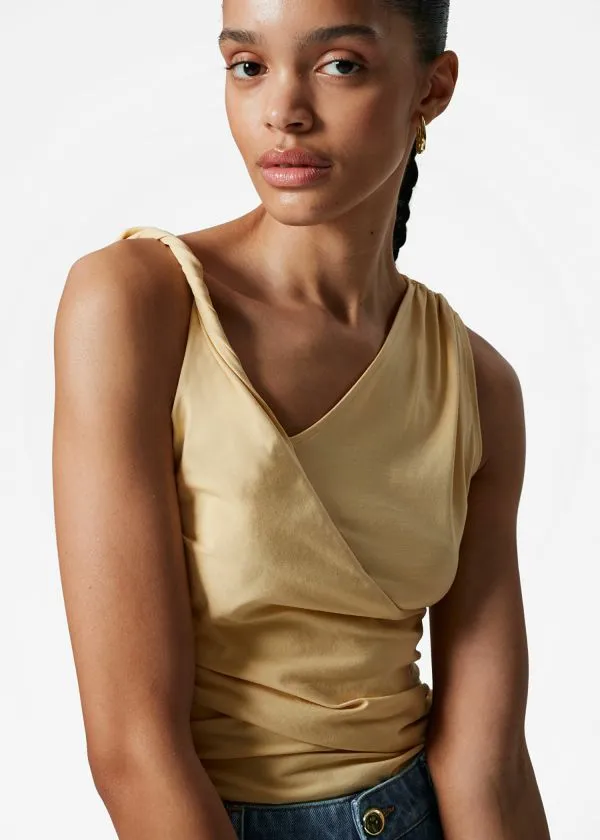 and Other Stories Draped Asymmetric Tank Top Light Yellow Women Tops and Tshirts