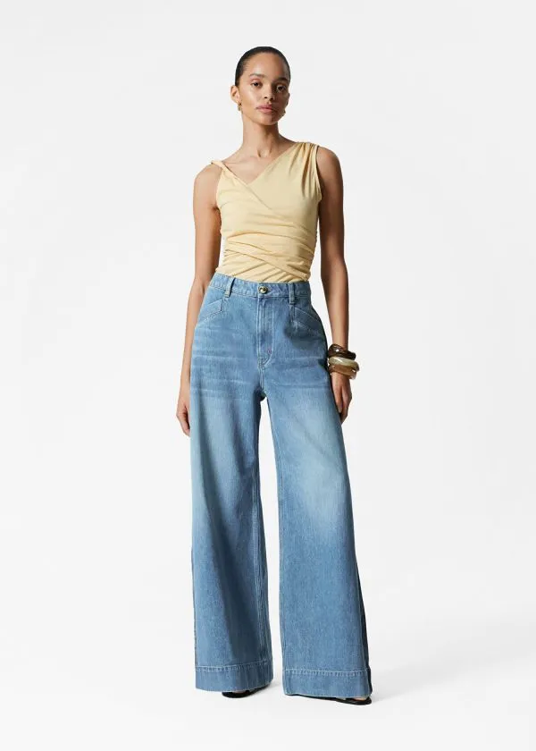 and Other Stories Draped Asymmetric Tank Top Light Yellow Women Tops and Tshirts