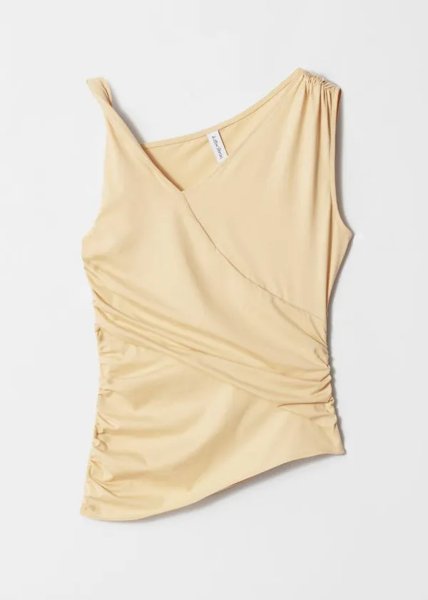 and Other Stories Draped Asymmetric Tank Top Light Yellow Women Tops and Tshirts