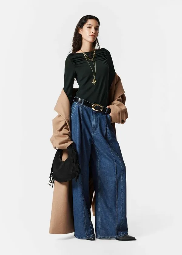 and Other Stories Draped Boatneck Top Black Women Tops and Tshirts
