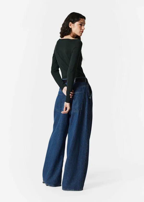 and Other Stories Draped Boatneck Top Black Women Tops and Tshirts