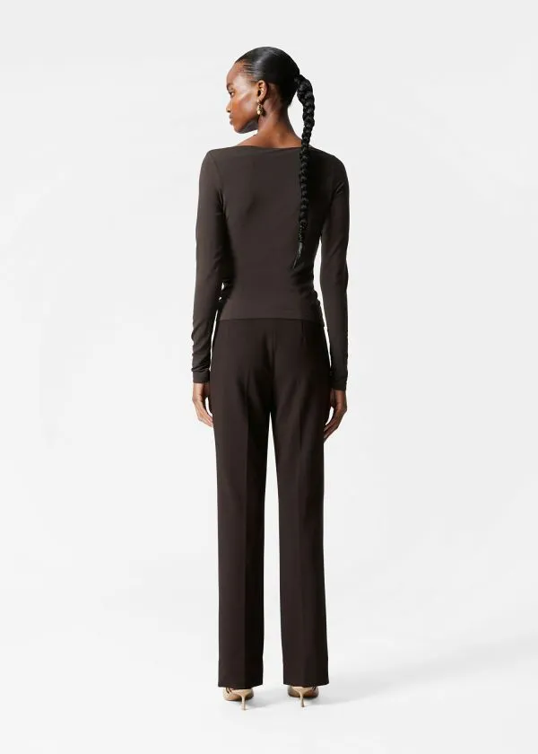 and Other Stories Draped Boatneck Top Brown Women Tops and Tshirts