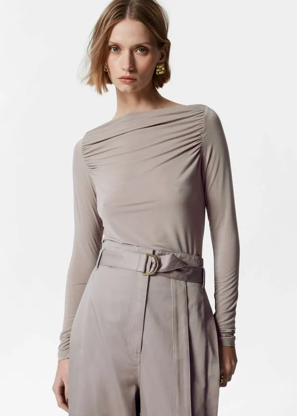 and Other Stories Draped Boatneck Top Mole Women Tops and Tshirts