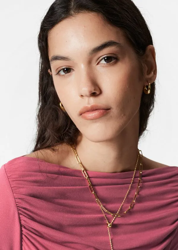 and Other Stories Draped Boatneck Top Red Women Tops and Tshirts