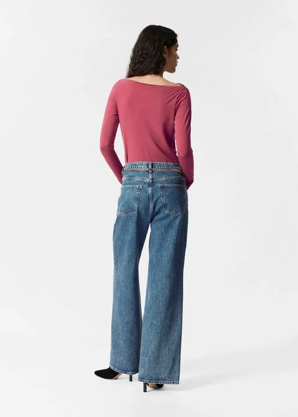 and Other Stories Draped Boatneck Top Red Women Tops and Tshirts